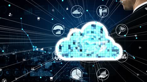 tecnología conceptual de computación en la nube y almacenamiento de datos para la innovación futura