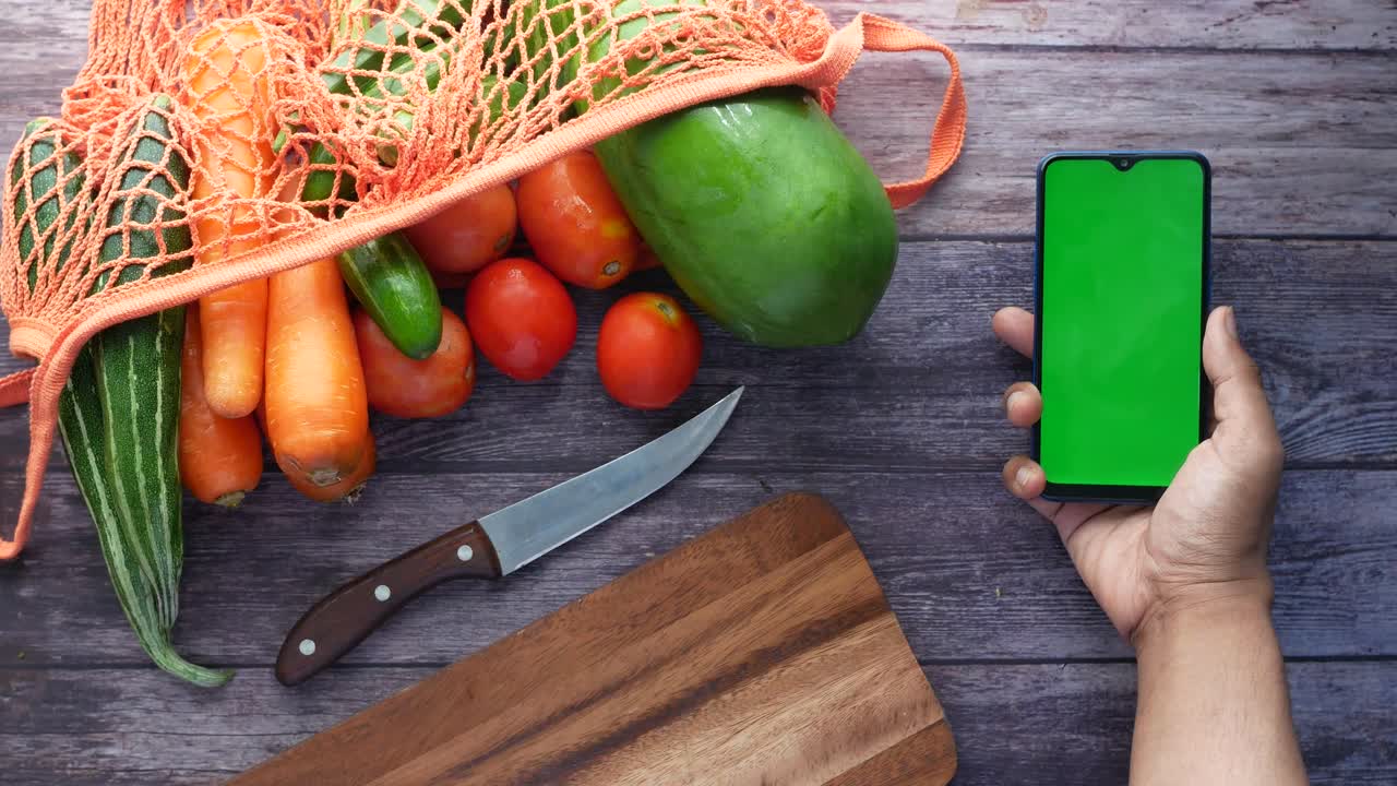 productos frescos con pantalla para teléfonos inteligentes