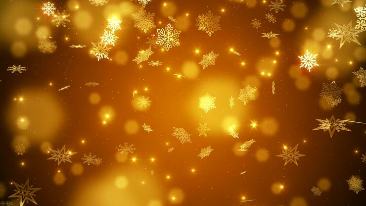 Gold beautiful falling snowflakes 2