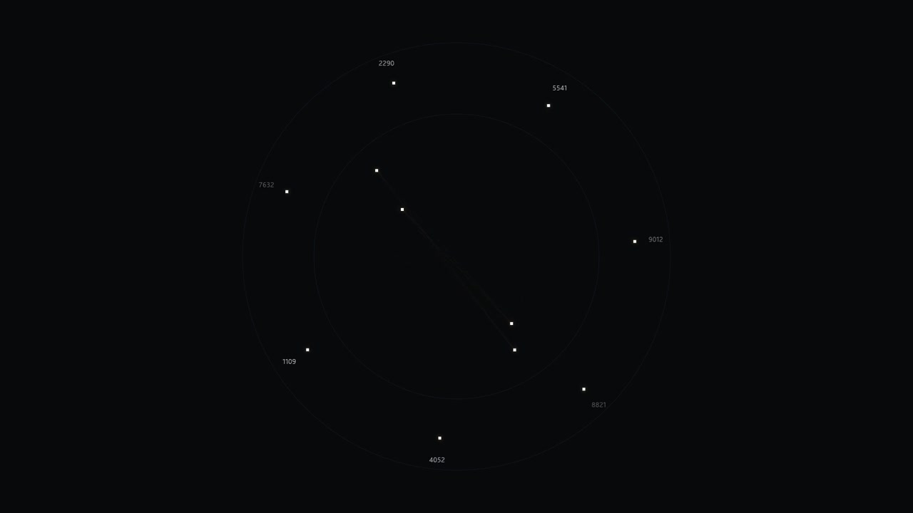 Abstract Digital Radar Interface with Rotating Data Points