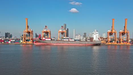 aerial view over port of thailand in bangkok