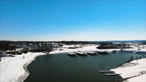 flying past freedom point, toward clarksville marina in clarksville, tennessee