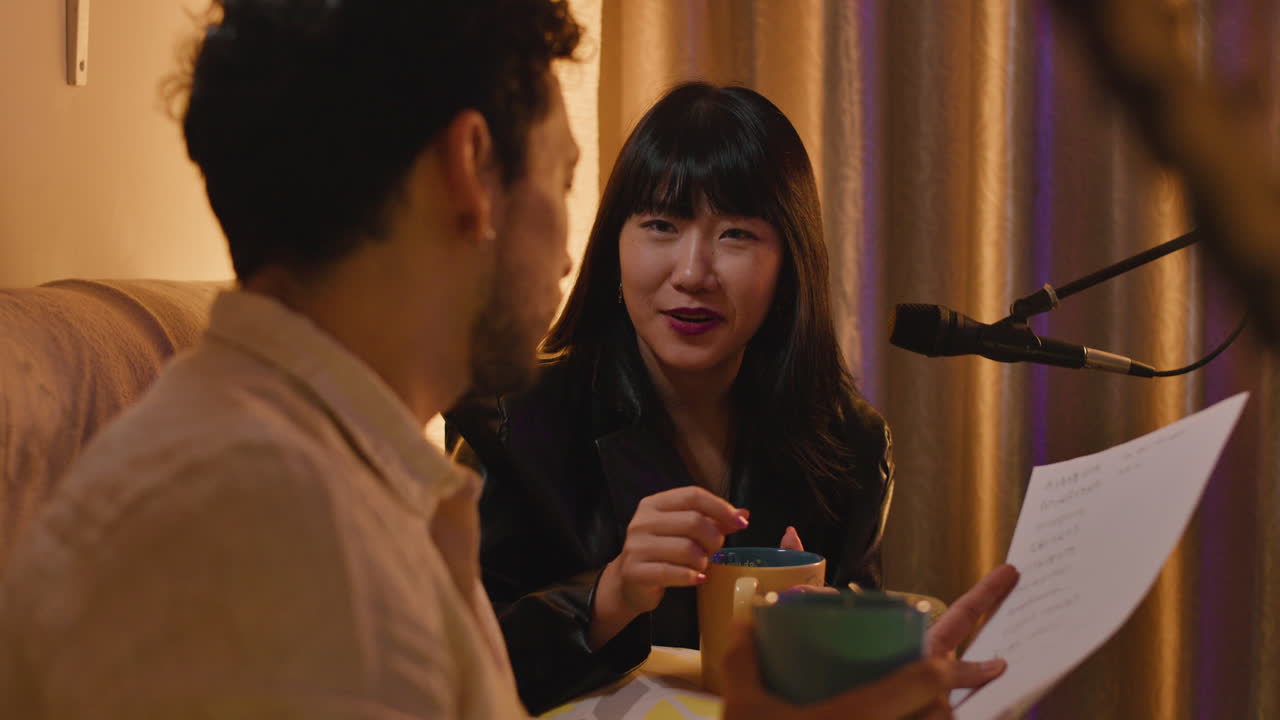 Couple having a conversation over coffee