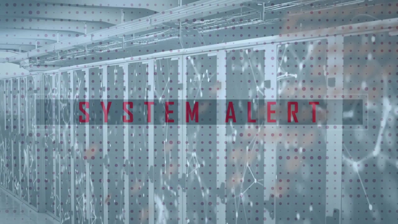 Animation of data processing over modern building and cityscape