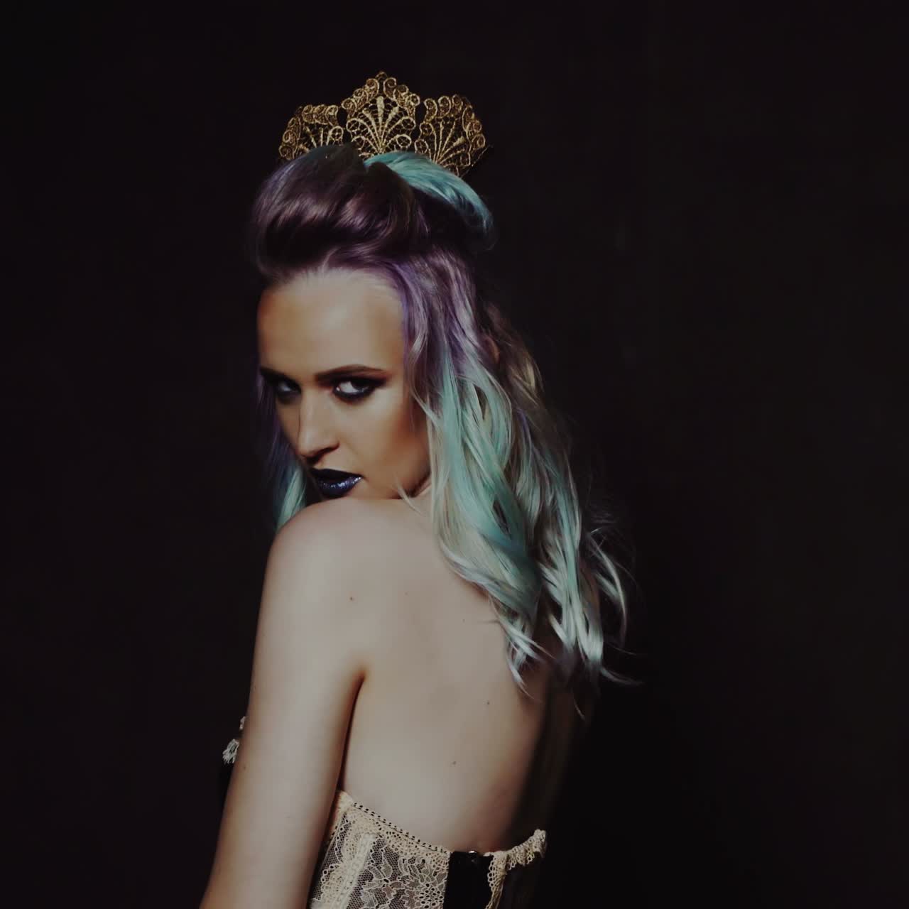 Portrait of a Beautiful Girl with Dyed Hair,