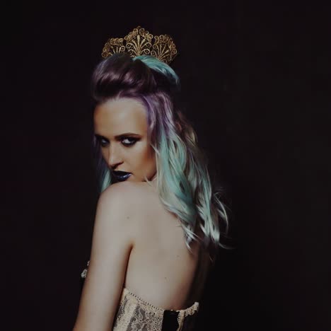 portrait of a beautiful girl with dyed hair,