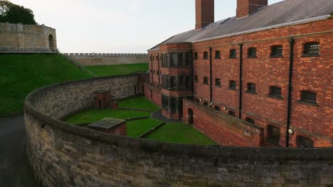 sunset view of the inside grounds of the famous lincoln castle