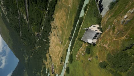 Vertical-View-Of-An-Old-Church-Near-The-Grimsel-Pass-In-Switzerland