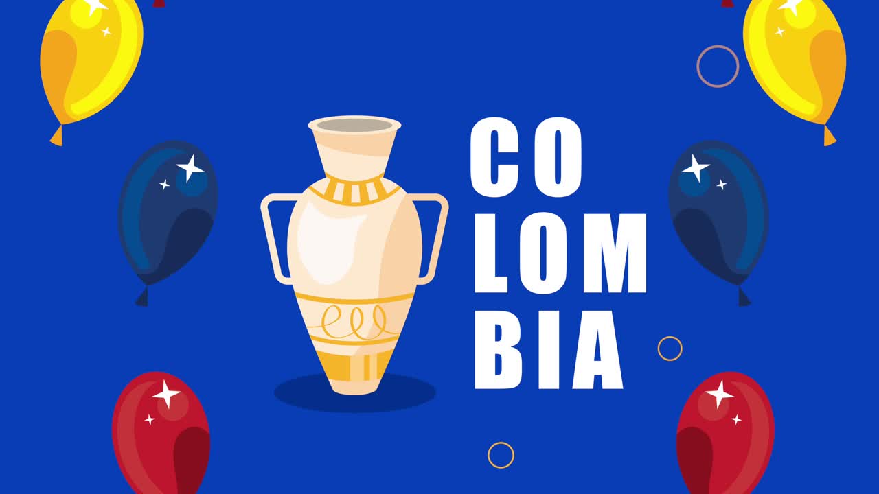 colombia country lettering with balloons helium