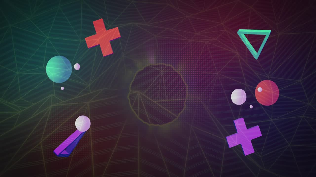 animación de formas abstractas a través de una red de conexiones