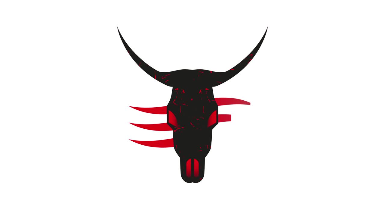 toro con el logotipo de fuego para la compañía. animación de video de toro de carne