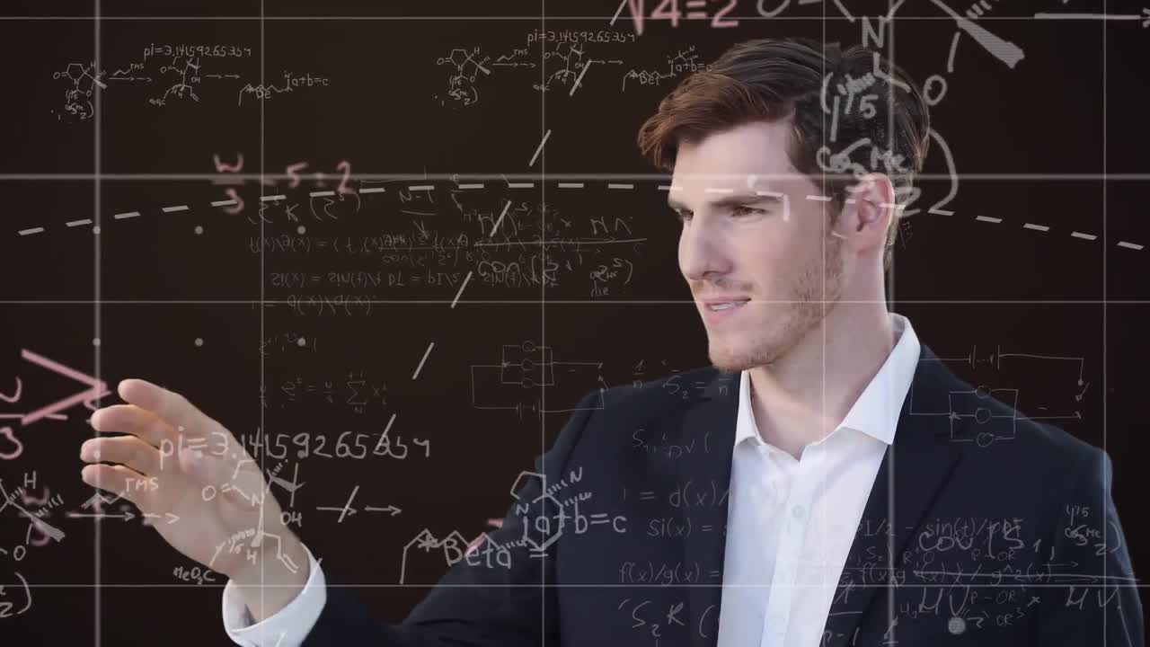 카우카시안 사업가에 대한 데이터 처리 애니메이션