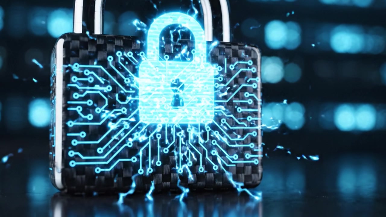 A High-Tech Lock: Blending Traditional Security with Digital Innovation in a Sleek, Modern Design that Emphasizes Safety and Technology in Today's Digital Age