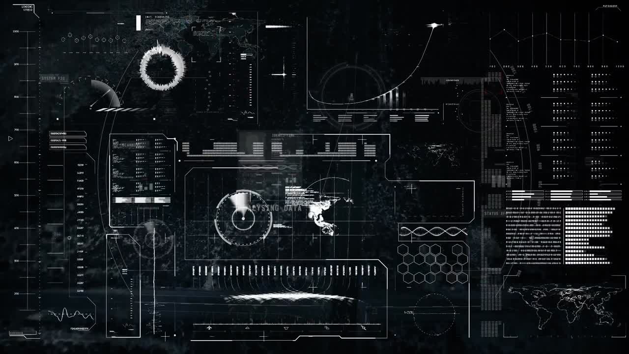 Animation of data processing and scope scanning on screen