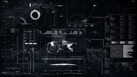 animation of data processing and scope scanning on screen