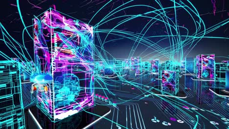 cyberpunk city of servers