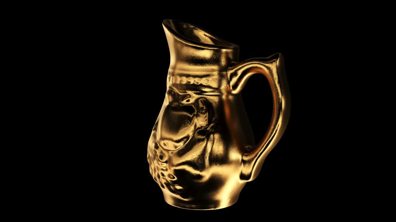 cántaro de oro antiguo con mango grande