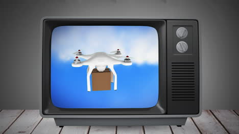 televisión con una entrega de aviones no tripulados