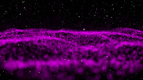 animation of snow falling over glowing purple mesh