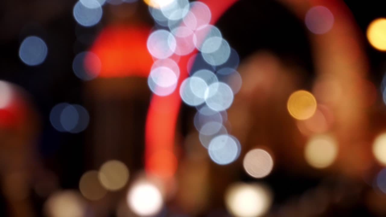 Epiphany Three Kings Parade in Madrid with festive bokeh lights and vibrant colors