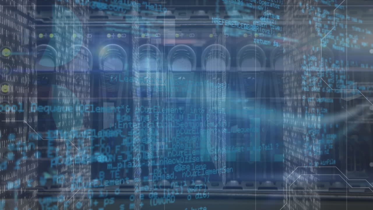 Animation of data processing over server room