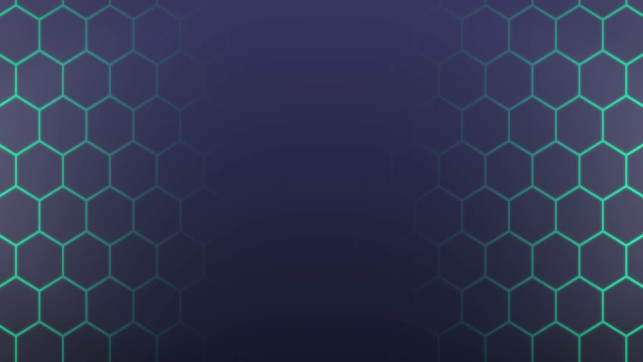 animación de una cuadrícula de hexágonos verdes distorsionando en un fondo oscuro