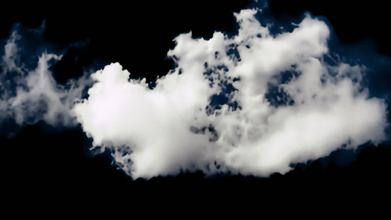 Fluffy clouds against blue sky animated overlay, transparent 4K video, alpha channel, ProRes 4444