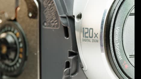 vintage cd music player close-up. using portable music player for listening with compact disc