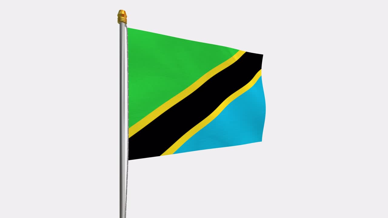 video de bucle de la bandera de tanzania revoloteando en el viento, video en cámara lenta de 4k, con canal alfa