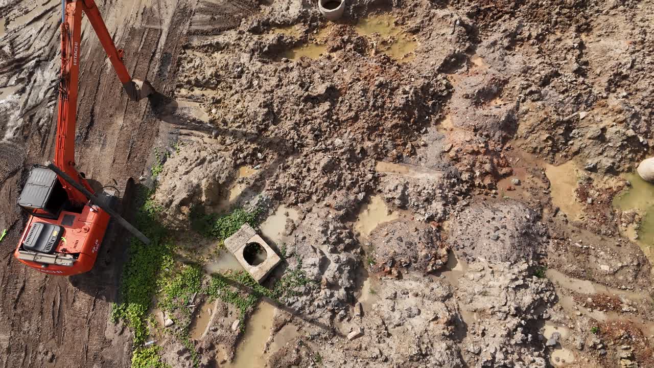 Excavation Site with Excavator