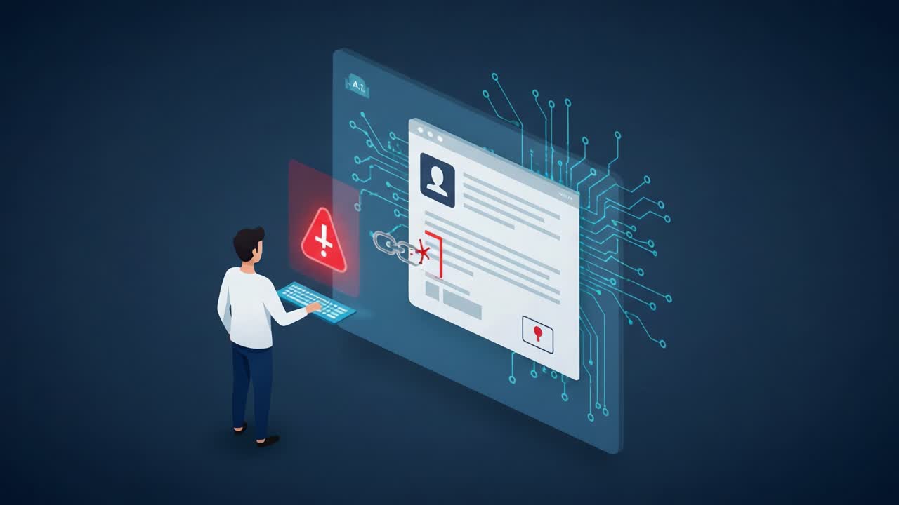 Man Interacting with Digital Security Alert Screen Displaying Potential ...