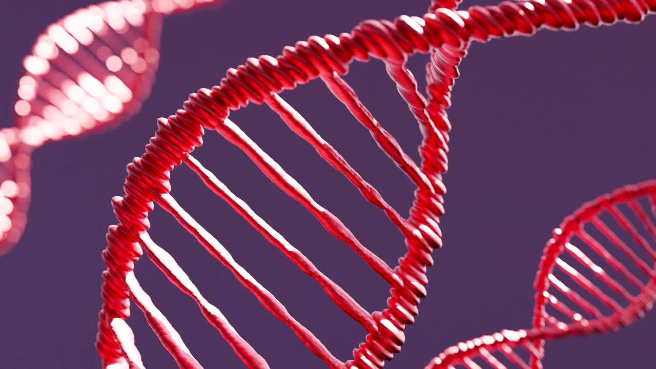 3D animation of DNA strands over dark background