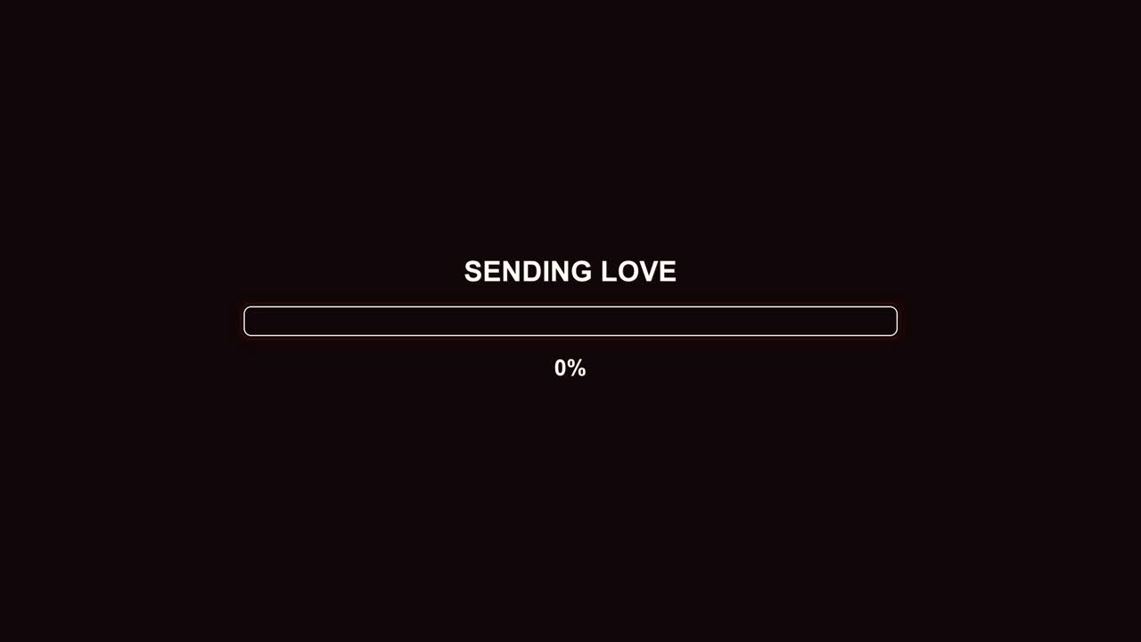 L'animazione della barra di avanzamento mostra una barra rossa che si riempie fino a 100 con il testo "Invio amore". È adatta a streamer o creator di contenuti per coinvolgere il proprio pubblico.