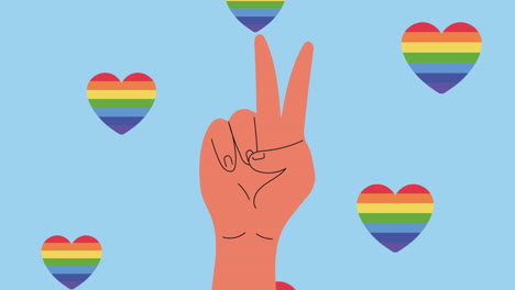 rainbow hearts and peace sign