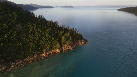 rugged inlet with green trees in great barrier reef