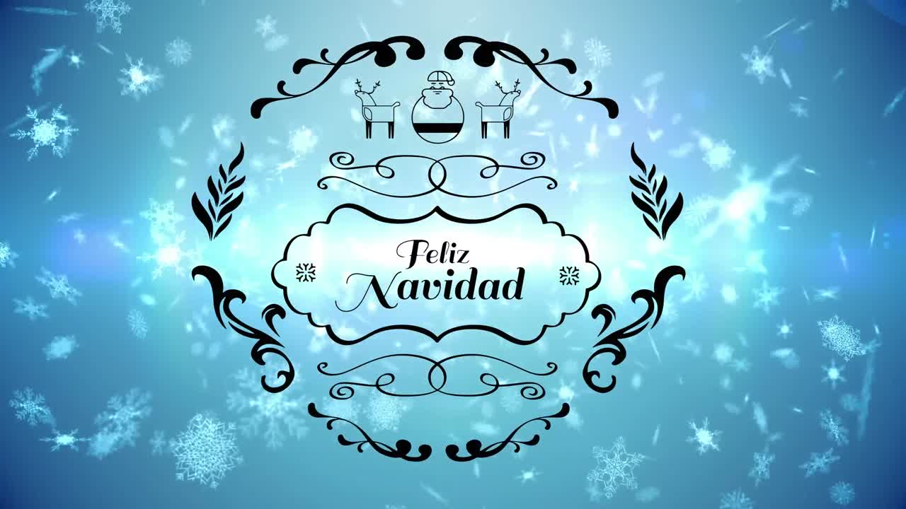 animación de feliz navidad texto sobre la nieve que cae
