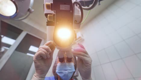 laser vision correction. surgeon performing operation on the eyes