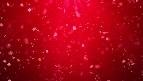4k confetti snowflakes and bokeh lights on the red background.