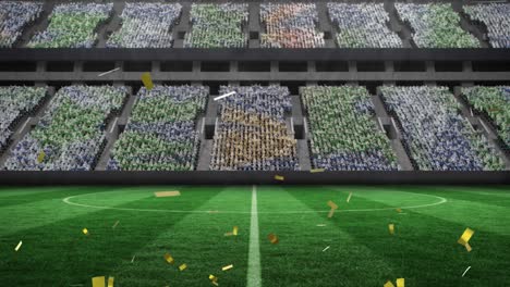 animation of confetti falling over empty sports stadium