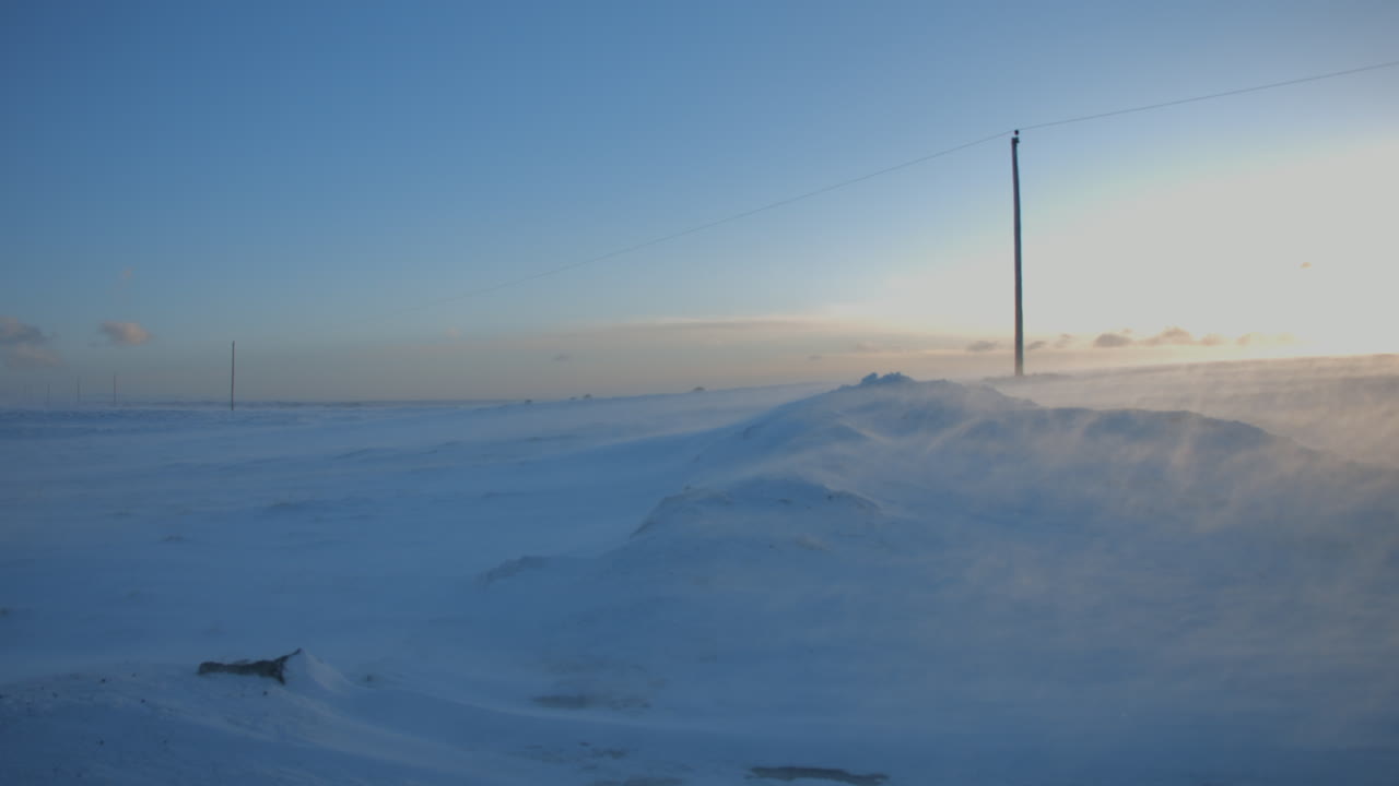 Arctic Winter Landscape with Wind