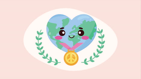 peace symbol in world planet animation