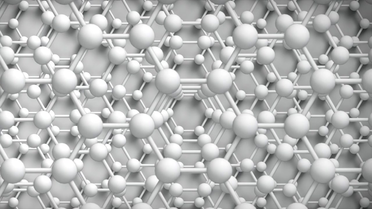 Graphene Stack Horizontal loop Light. This nano technology 3D animation represents engineering at the molecular level.