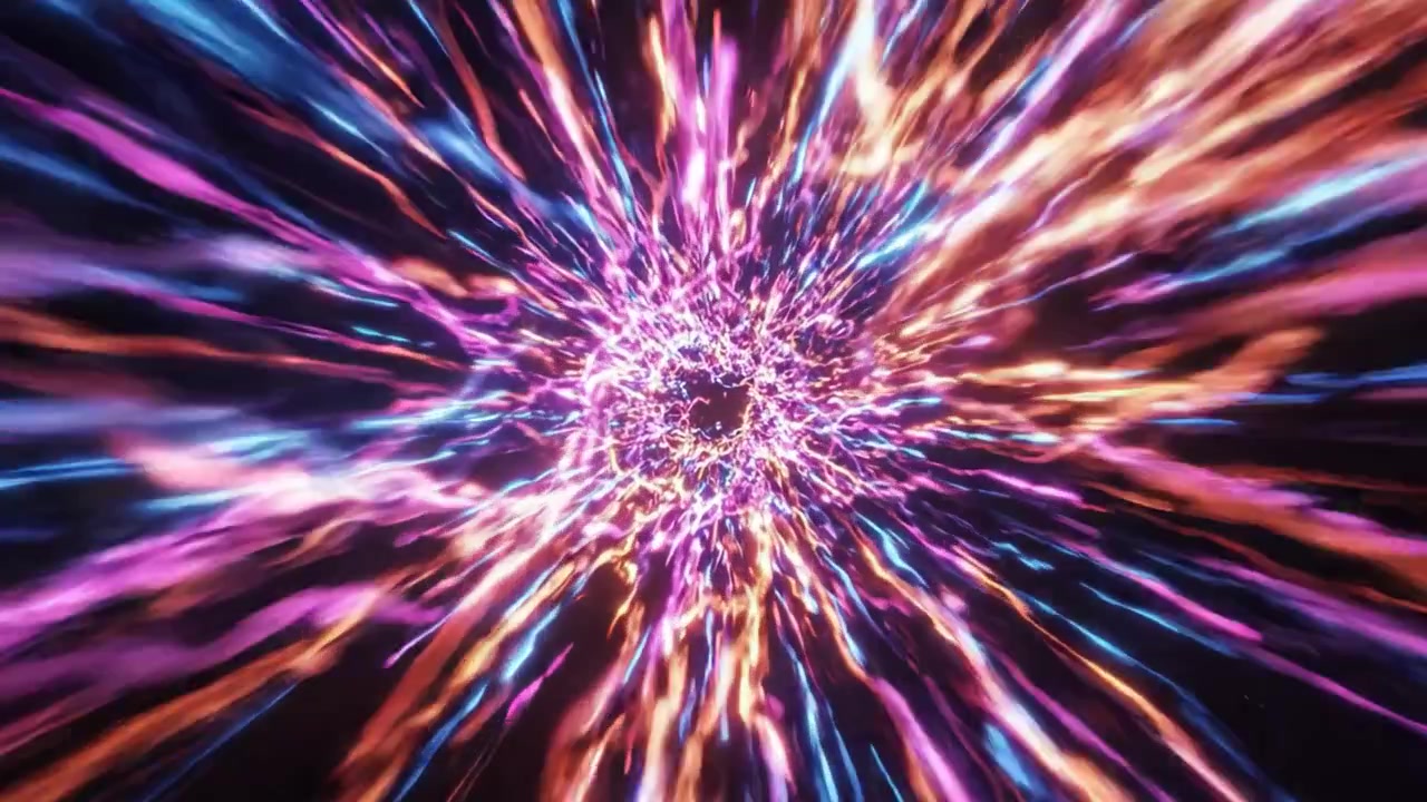 Stunning Visual Journey Through a Vibrant, Colorful Energy Explosion in a Cosmic Space Environment Full of Sparkling Lights and Abstract Patterns