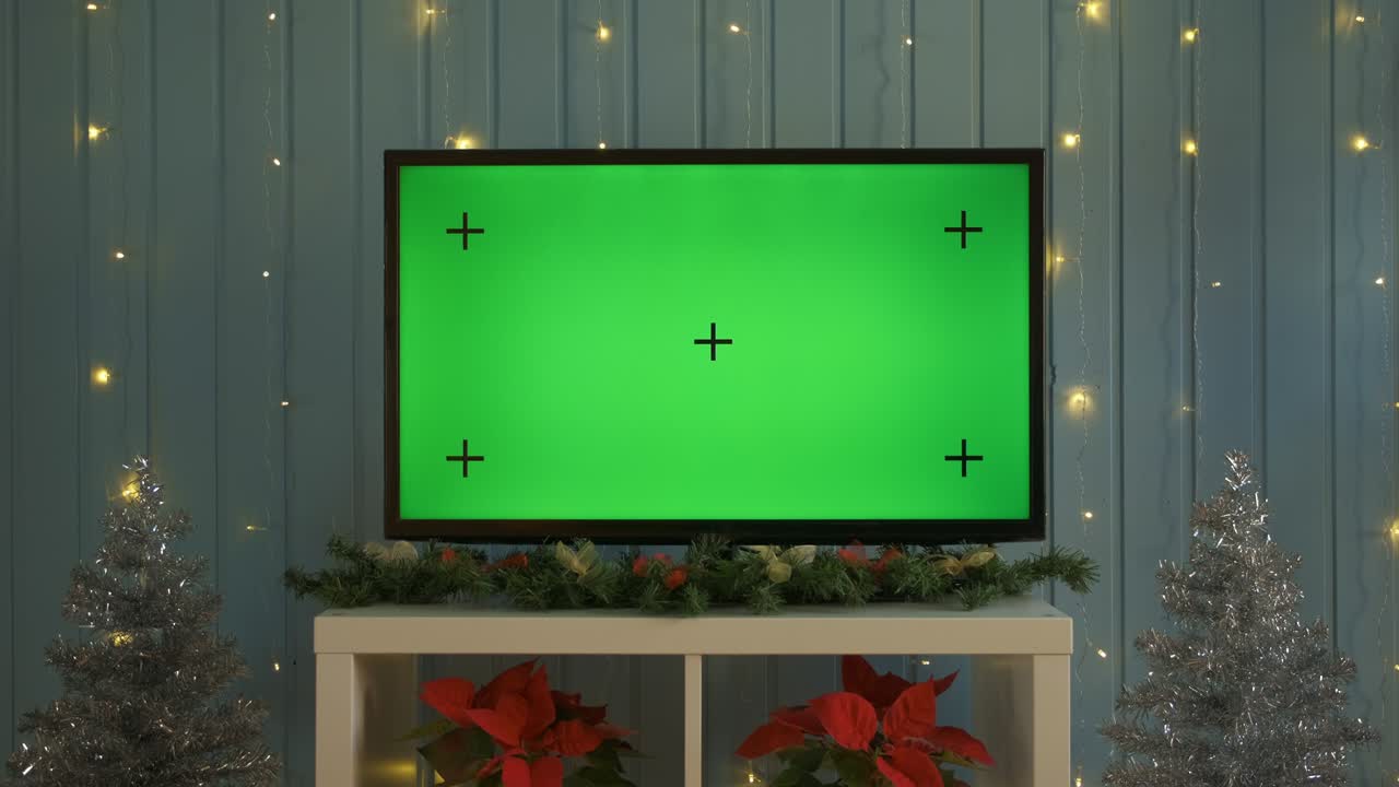 그린 스크린과 함께 크리스마스 tv - tv 또는 텔레비전 - 녹색 스크린 - 크리스마스 시간