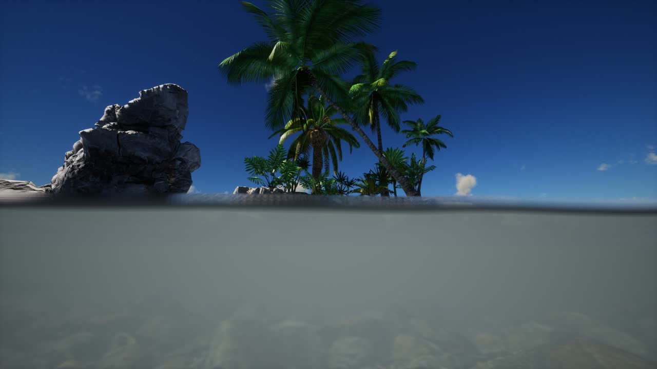 agua fangosa marrón y palmeras en la isla