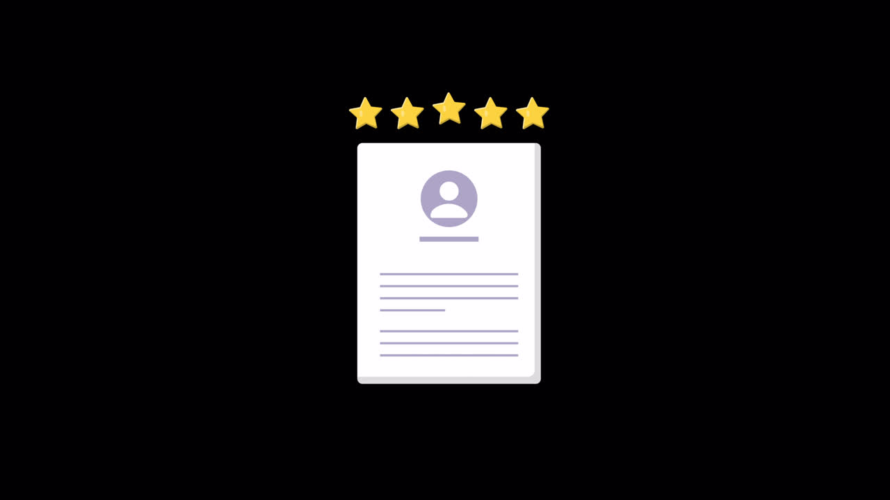 Animated Profile Document with Five Star Rating