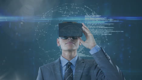 video generado digitalmente del ejecutivo usando auriculares de realidad virtual 4k