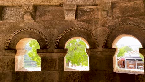 Domus-Municipalis-Stone-Arches-interior,-Bragança-Portugal