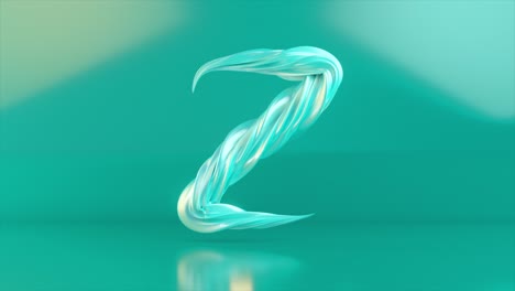 collection living alphabet. unique twisted letters. azure. letter z. 3d animation of seamless loop with alpha matte