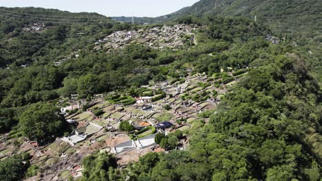 aerial shot of chinese graves at taipei, taiwan